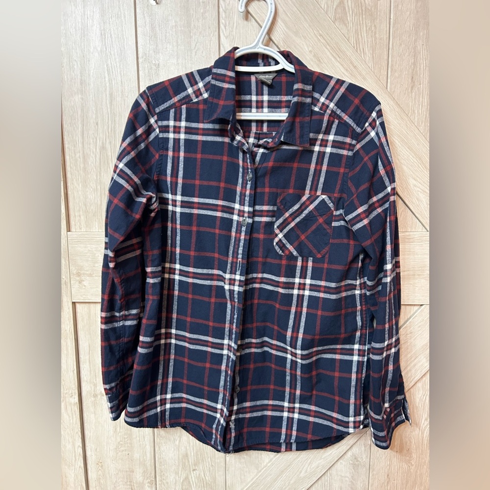 NWOT Eddie Bauer Sz M Dark Blue Flannel Shirt 100% Cotton Bust 38" B17